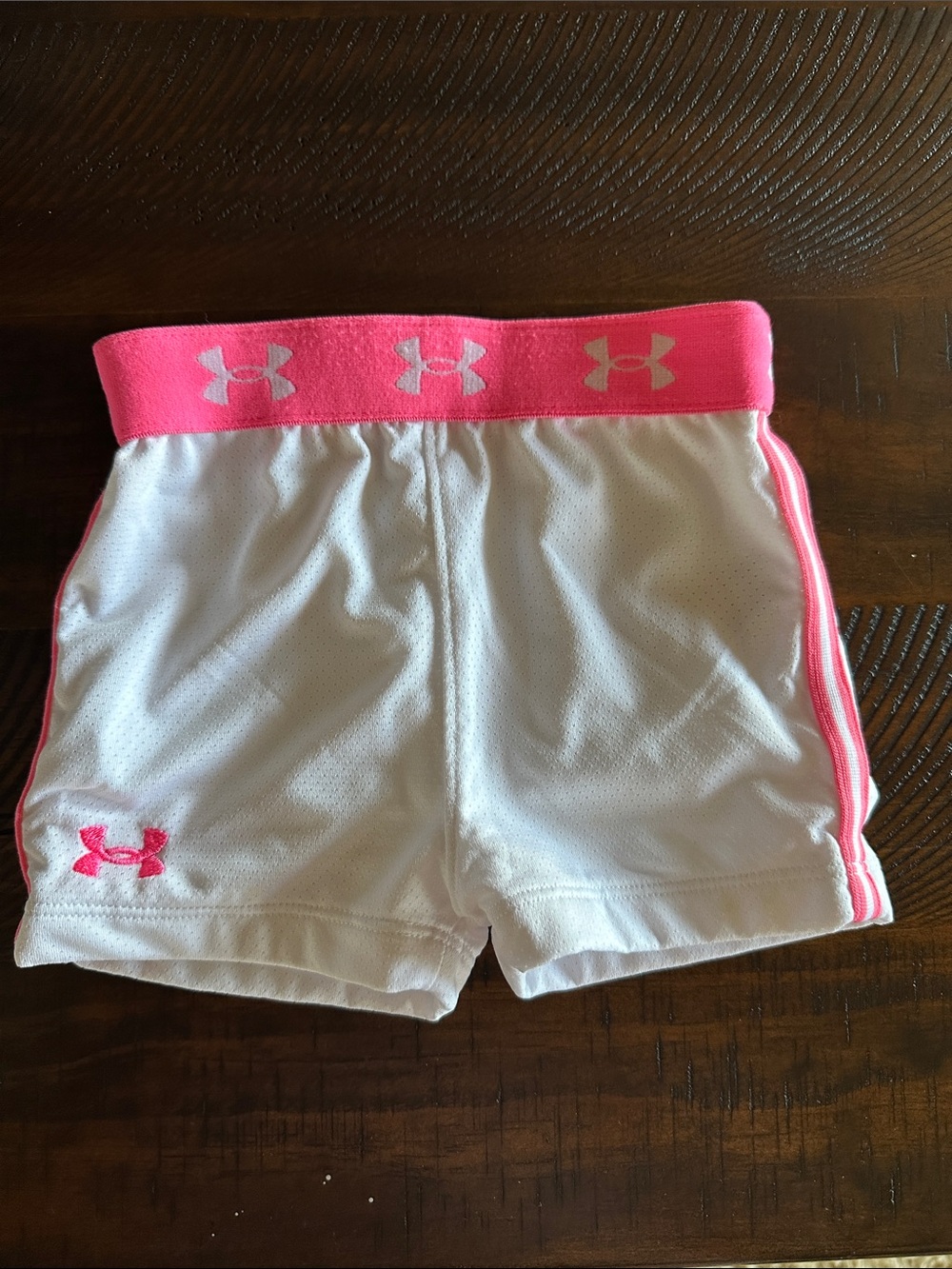 Under Armour White Shorts with Pink Waistband and Trim